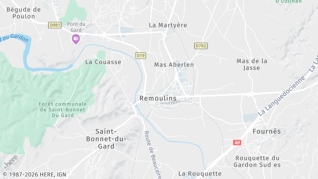Carte de la zone d'intervention à Remoulins
