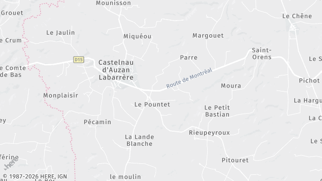 Carte de la zone d'intervention à Castelnau d'Auzan Labarrère