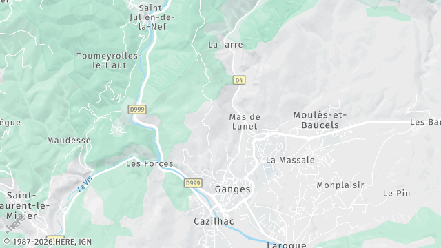 Carte de la zone d'intervention à Ganges