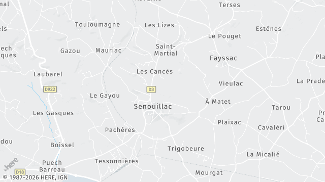 Carte de la zone d'intervention à Senouillac