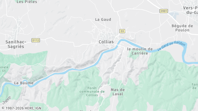 Carte de la zone d'intervention à Collias