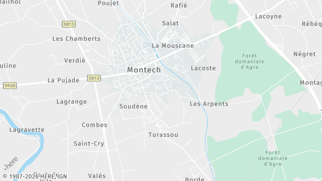Carte de la zone d'intervention à Montech