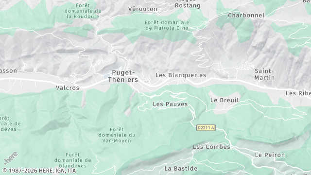 Carte de la zone d'intervention à Puget-Théniers