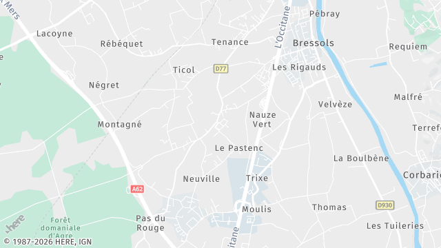 Carte de la zone d'intervention à Bressols