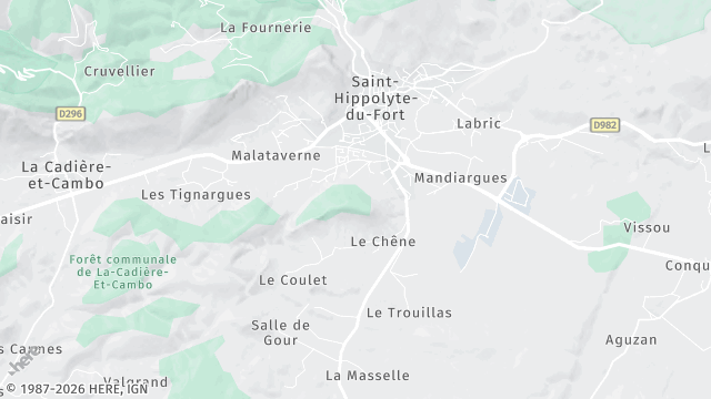 Carte de la zone d'intervention à Saint-Hippolyte-du-Fort