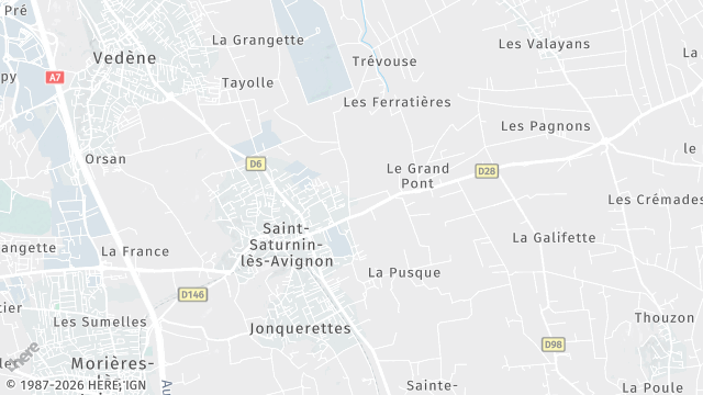 Carte de la zone d'intervention à Saint-Saturnin-lès-Avignon