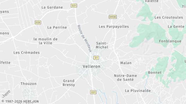 Carte de la zone d'intervention à Velleron