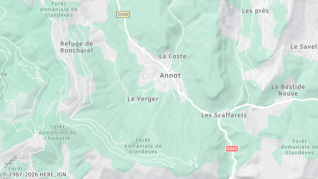 Carte de la zone d'intervention à Annot