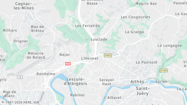 Carte de la zone d'intervention à Lescure-d'Albigeois