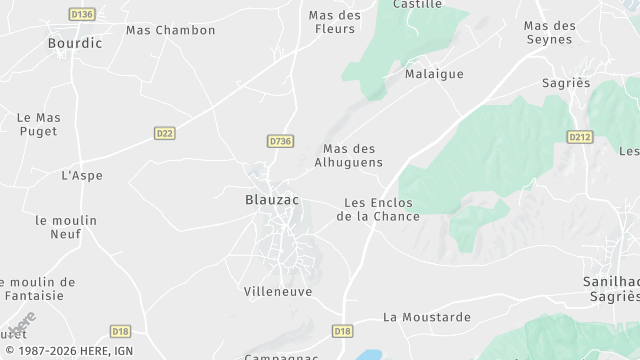 Carte de la zone d'intervention à Blauzac