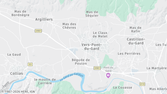 Carte de la zone d'intervention à Vers-Pont-du-Gard