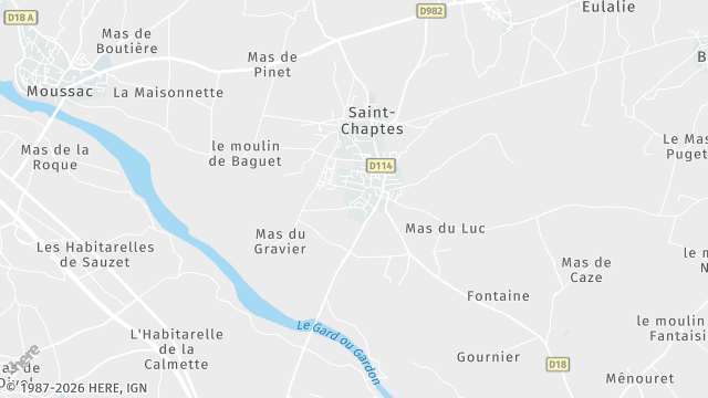 Carte de la zone d'intervention à Saint-Chaptes