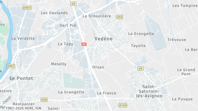 Carte de la zone d'intervention à Vedène