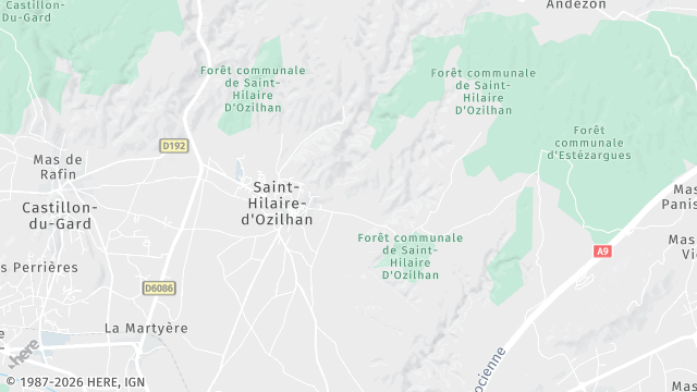 Carte de la zone d'intervention à Saint-Hilaire-d'Ozilhan