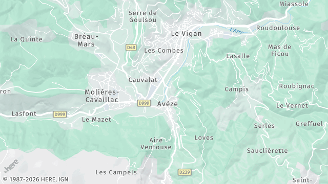 Carte de la zone d'intervention à Avèze