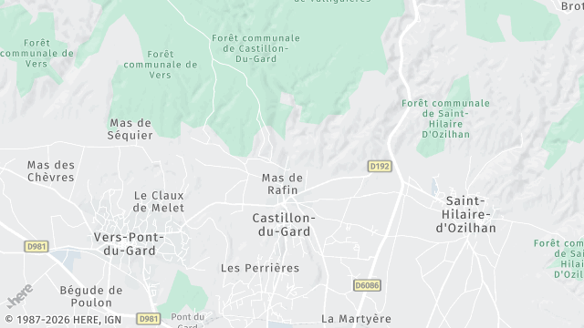 Carte de la zone d'intervention à Castillon-du-Gard