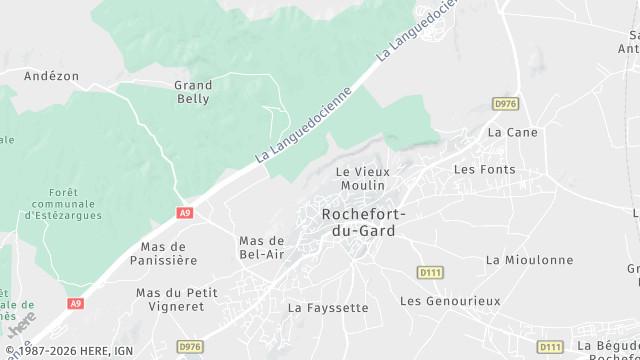 Carte de la zone d'intervention à Rochefort-du-Gard