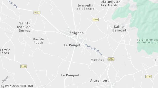 Carte de la zone d'intervention à Lédignan