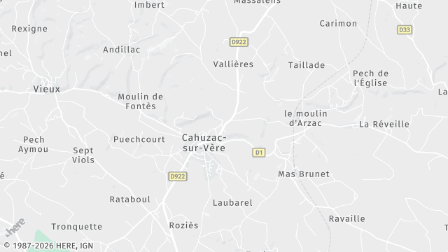 Carte de la zone d'intervention à Cahuzac-sur-Vère
