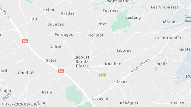 Carte de la zone d'intervention à Lacourt-Saint-Pierre