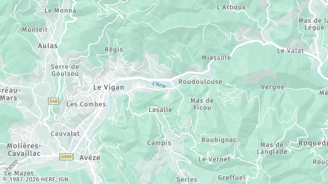 Carte de la zone d'intervention à Le Vigan
