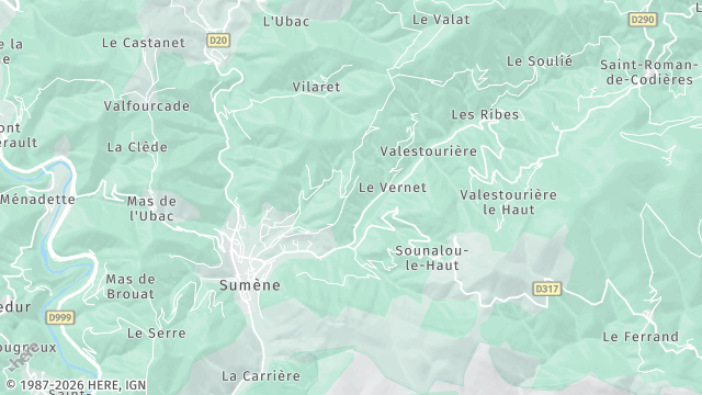 Carte de la zone d'intervention à Sumène