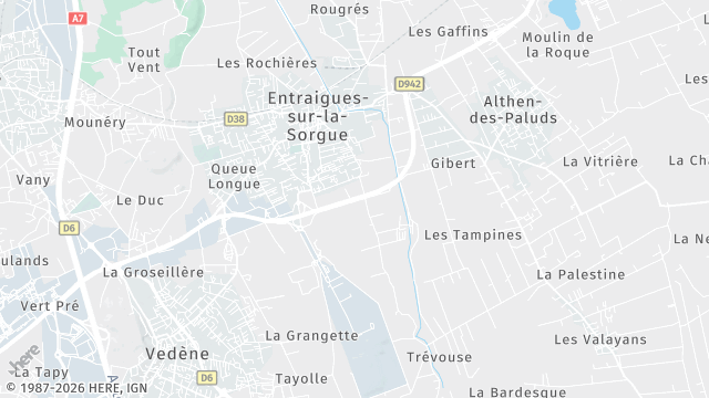 Carte de la zone d'intervention à Entraigues-sur-la-Sorgue