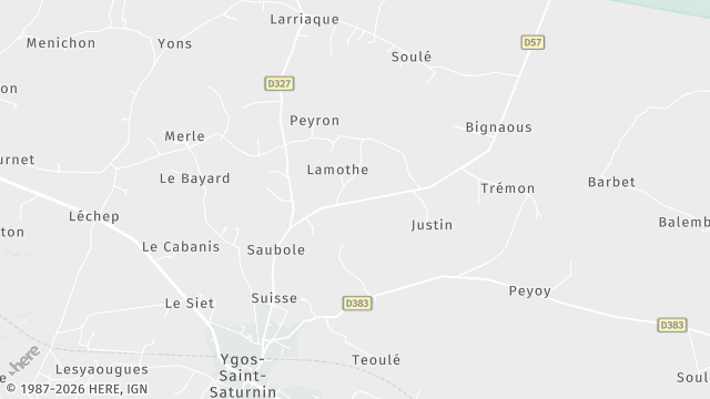 Carte de la zone d'intervention à Ygos-Saint-Saturnin