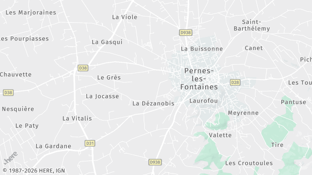 Carte de la zone d'intervention à Pernes-les-Fontaines