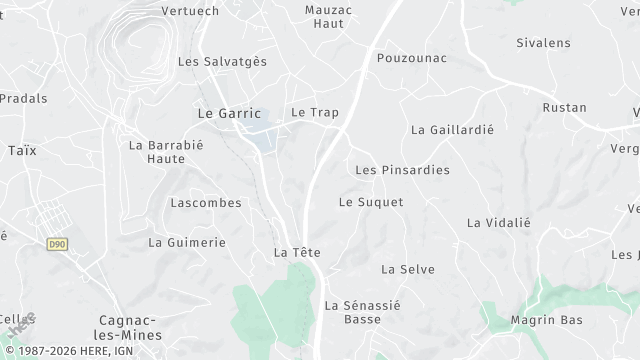 Carte de la zone d'intervention à Le Garric