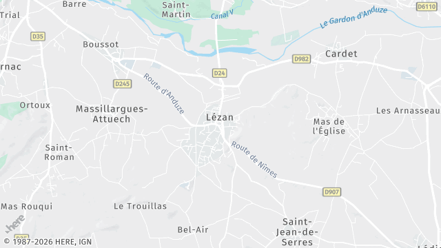 Carte de la zone d'intervention à Lézan