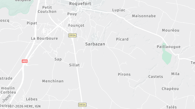 Carte de la zone d'intervention à Sarbazan