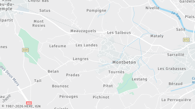 Carte de la zone d'intervention à Montbeton