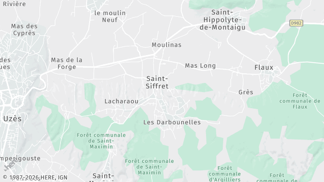 Carte de la zone d'intervention à Saint-Siffret
