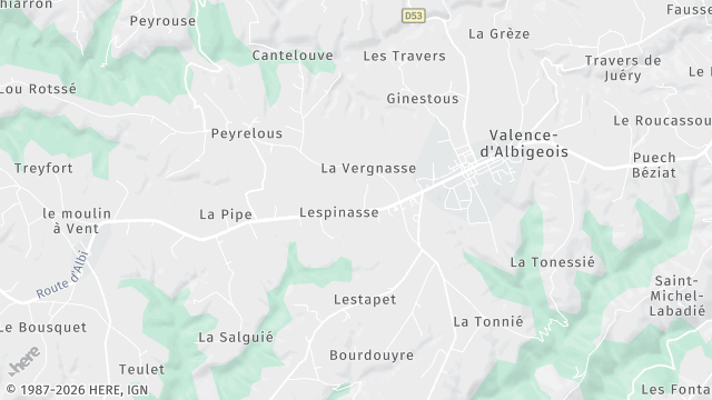 Carte de la zone d'intervention à Valence-d'Albigeois