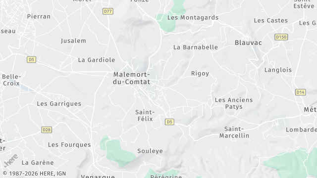 Carte de la zone d'intervention à Malemort-du-Comtat