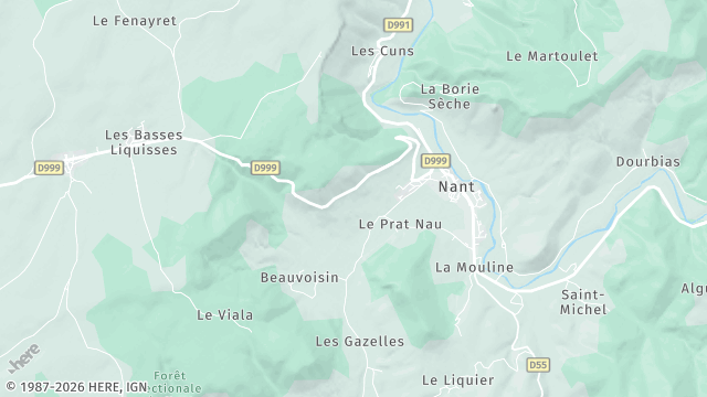 Carte de la zone d'intervention à Nant