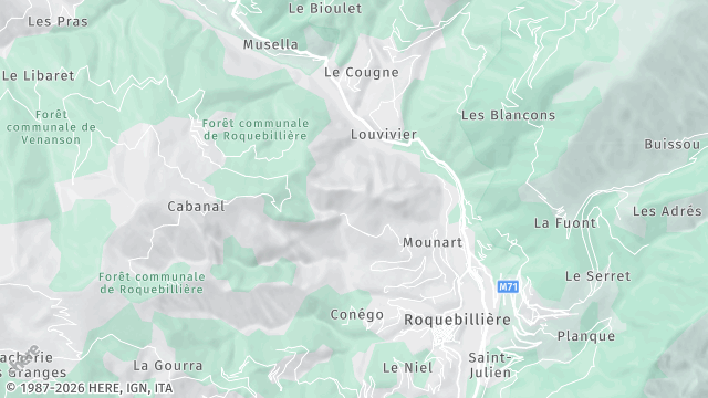Carte de la zone d'intervention à Roquebillière