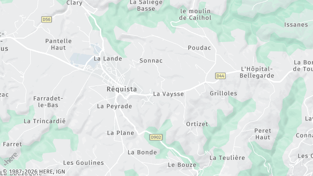 Carte de la zone d'intervention à Réquista