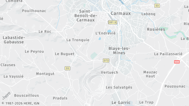 Carte de la zone d'intervention à Blaye-les-Mines