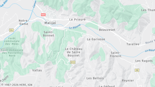 Carte de la zone d'intervention à Malijai