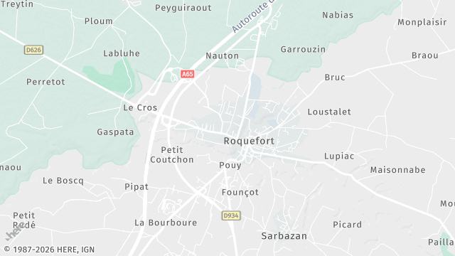 Carte de la zone d'intervention à Roquefort
