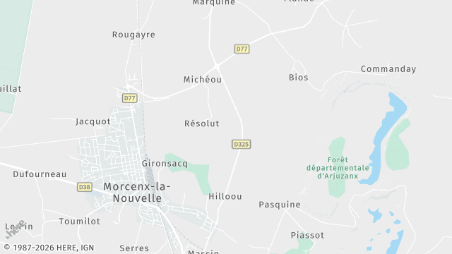 Carte de la zone d'intervention à Morcenx-la-Nouvelle