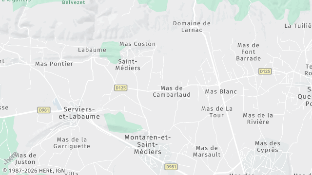 Carte de la zone d'intervention à Montaren-et-Saint-Médiers