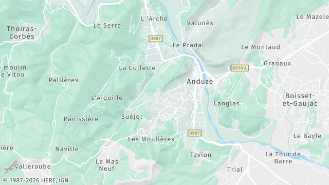 Carte de la zone d'intervention à Anduze