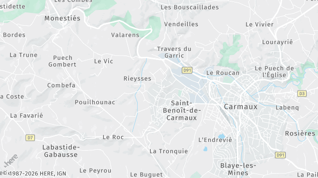Carte de la zone d'intervention à Saint-Benoît-de-Carmaux