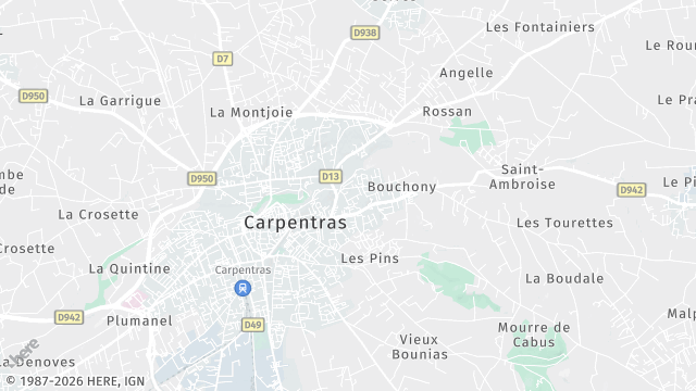 Carte de la zone d'intervention à Carpentras