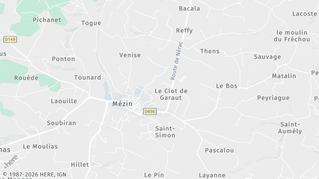 Carte de la zone d'intervention à Mézin