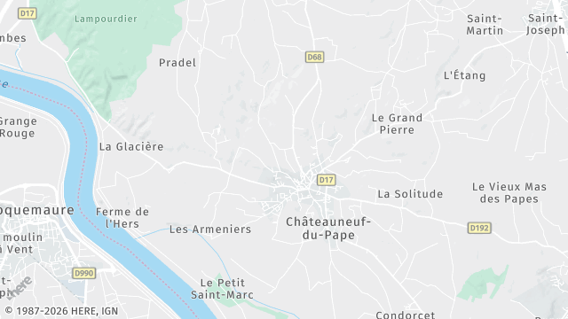 Carte de la zone d'intervention à Châteauneuf-du-Pape