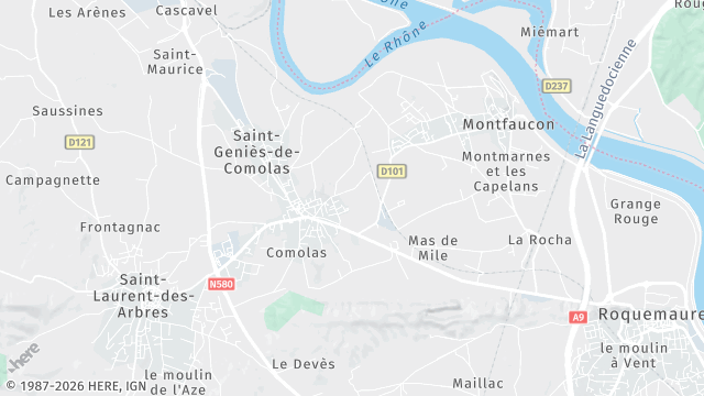 Carte de la zone d'intervention à Saint-Geniès-de-Comolas